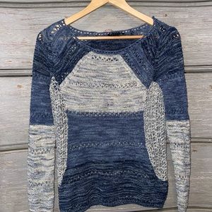 Patchwork Blue Knit Sweater